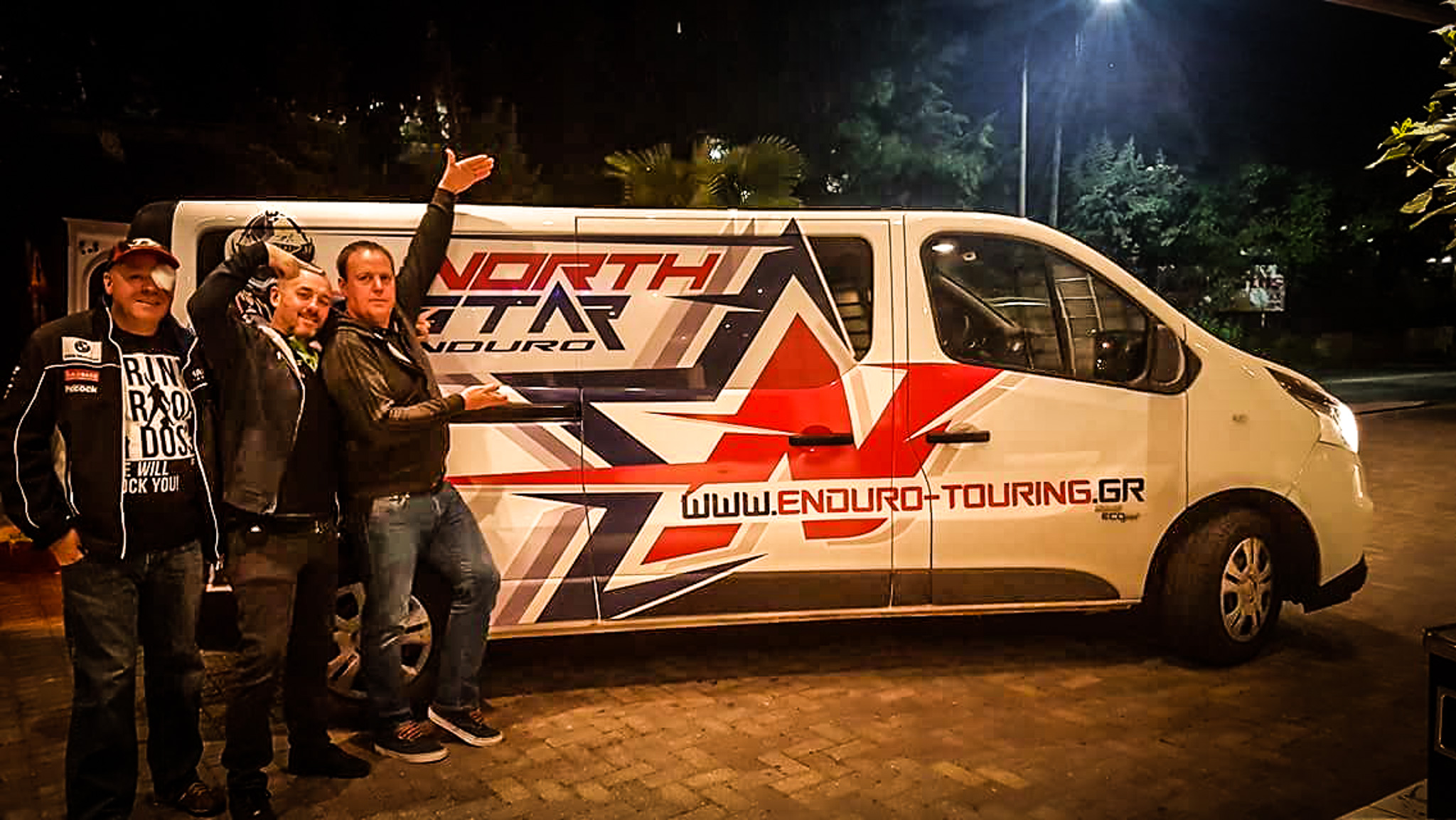 Riders in front of our van
